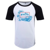 Profile 'Oval Track' Baseball Tee White-Black (Medium)