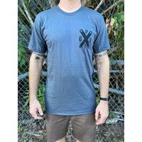 Profile Racing 'CREW' Tee Shirt Grey/Black (Medium)